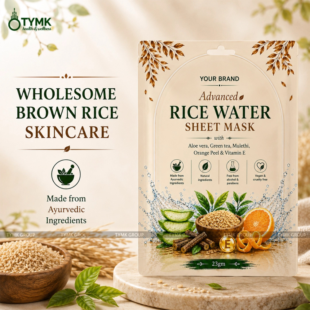 Advanced Rice Water Sheet Mask (98% Natural) - with Aloevera, Green tea, Orange Peel & Licorice