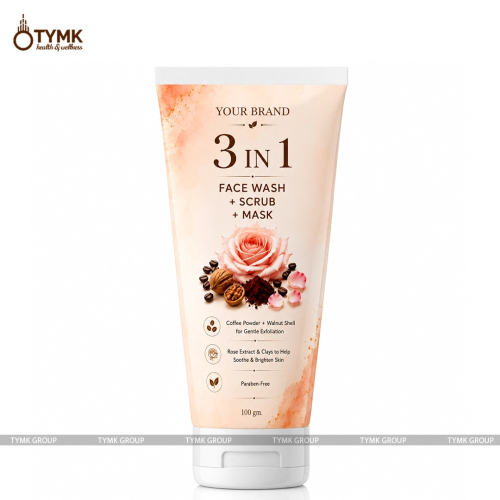 3 In 1 Face Wash + Scrub + Mask (coffee + Rose)
