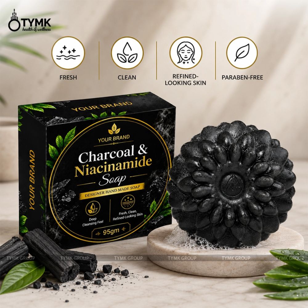 Charcoal & Niacinamide Soap - Designer/ Handmade - (Flower Shape) (Glycerine Based)