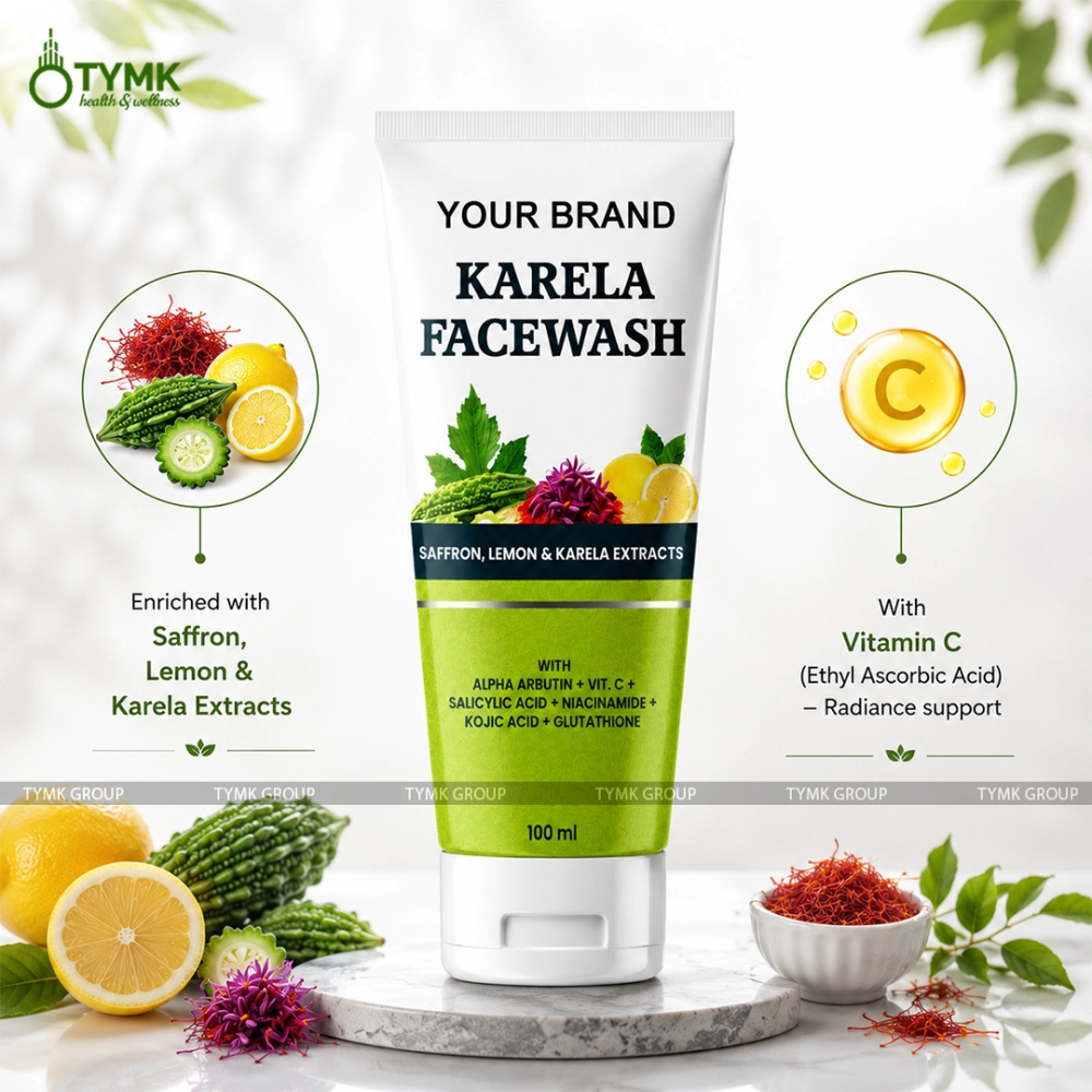 Karela Facewash (Sulfate Free) - With Alpha Arbutin + Vit. C + Salicylic Acid + Niacinamide + Kojic Acid + Glutathione + Saffron + Lemon